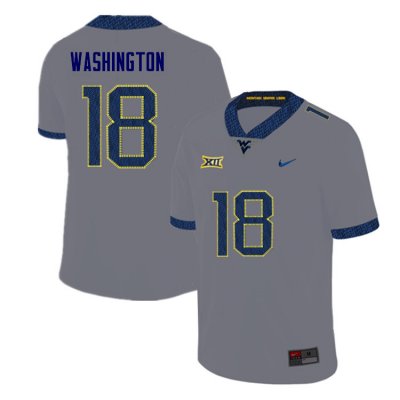 Men's West Virginia Mountaineers NCAA #18 Devell Washington Gray Authentic Nike Stitched College Football Jersey ES15P43DV